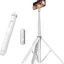 ATUMTEK 51" Selfie Stick Tripod, All in One Extendable Phone Tripod Stand with Bluetooth Remote 360 Rotation for iPhone and Android Phone Selfies, Video Recording, Vlogging, Live Streaming, White