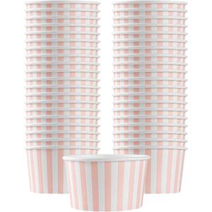 Restaurantware-Coppetta 12-Ounce Dessert Cups, 50 Disposable Ice Cream Cups - Lids Sold Separately, Sturdy, Pink And White Paper FroYo Bowls, For Hot And Cold Foods, Perfect For Gelato Or Mousse (3 oz / 50 Count)