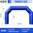 OZIS Inflatable Arch Blue 20ft, Inflatable Archway Built in 150W Blower, Inflatable Start Finish Arch for Party,5K Race,Outdoor Advertising Commerce,School Sport