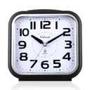 Non-Ticking Quiet Analog Alarm Clock, Soft Alarm Clock, Beep Sound, Increased Volume, Snooze and Battery Operated Light, Easy Adjustment, Black (Great for E)
