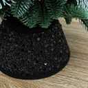 2 x 7.5 Inch Glittering Christmas Tree Collar, Sequin Rustic Mini Tree Skirt Base Cover for Small Tabletop Trees, Holiday Home Decor Gift, Black