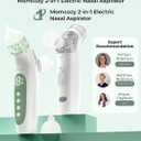 Momcozy BreezyClear 2-in-1 Electric Nasal Aspirator for Baby with Spray, 65kPa Hospital-Grade Suction, 4 Adjustable Levels, Quiet & Portable Nose Cleaner with Soothing Light & Music