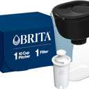 Brita Everyday Standard Water Filter Pitcher with SmartLight Filter Change Indicator, Reduces Copper, Cadmium and Mercury Impurities, Includes 1 Filter, BPA-Free, Lasts 2 Months, 10-Cup, Black