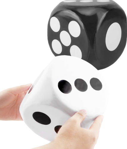 2pcs Large Foam Dice, Big Educational Giant Dice, Eva Foam Jumbo Dices for Game Nights and Learning Sessions, Black/White