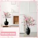 Giegxin 35in Pink Artificial Cherry Blossom Branches Fake Spring Faux Cherry Blossom Branch Intertwined with Green Budding Long Stem 3 Pcs for Vase Floral Arrangement Wedding Party Spring Decoration