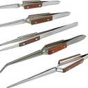 Fiber Grip Tweezers Jewelry Hobby Craft Soldering Fiber Grip Cross Locking Set Bent and Straight Tip 5 PCS By JTS