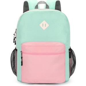 STEAMEDBUN Backpack for Girls 5-9,Kids Backpack for Elementary School Bag (Medium-17"H, Pink Green)