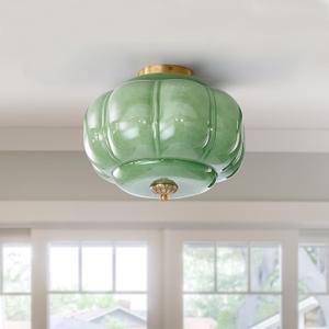 15 Inch Milk Glass Pendant Light, Vintage Light Fixture with 3CCT LED Bulbs | Brass Semi Flush Mount Ceiling Light,Farmhouse Style for Kitchen,Hallway,Bedroom,Dining Room