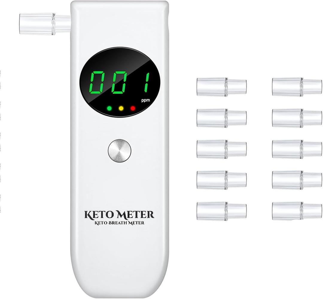 Ketone Breath Analyzer for Testing ketosis - Professional Ketone Breath Monitors Tester Portable Breath Ketosis Meter Home Ketone Breath Tester with 10 Mouthpieces -Monitor Your Ketosis Status