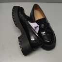 Women‘s Chunky Penny Loafers, Platform Lug Sole Slip On Business Casual Shoes, Patent Leather Comfortable Work Dressy Ladies Loafers