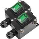 Inline Cord Box Waterproof Switch 1-Way Junction Box PG9 Cable Gland IP66 KCD4 Green LED Light Toggle 4-Pin 2-Position ON-Off Self-Locking DPST DC 12V 20A