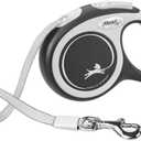 FLEXI New Comfort Tape Retractable Dog Leash for Medium Dogs upto 55 lbs. – 16 ft., Grey/ Black Tangle Free Pet Walking Leash with One-Handed Brake, Pause, Lock German Quality Product.