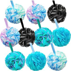 10 Pcs Shower Loofahs,Bath Shower Loofah Sponge,Exfoliating Shower Pouf Balls for Women,Men,Body Wash Bathroom,Exfoliate with Beauty Bathing Accessories