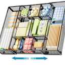 Marbrasse Expandable Desk Drawer Organizer, Mesh Drawer Organizer Tray with 10 Adjustable Compartments, Desk Organizers and Accessories, 5 Dividers Drawer for Office Supplies, Makeup & Vanity (Black)