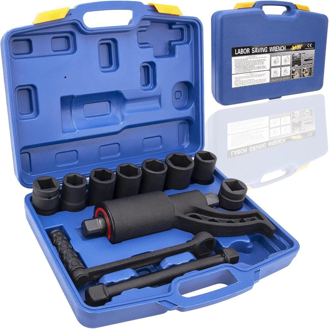 Heavy Duty Torque Multiplier Wrench Set, Torque Wrench Labor Saving Torque Multiplier Wrench Lug Nut Remover Lug Nut Wrench 1 Inch w/ 8 Cr-v Socket