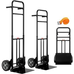 Folding Hand Truck Heavy Duty, 600 LB - 800 LB Moving Dolly Cart, Compact Foldable Alloy Steel Design, Adjustable 47.5"/51.5", 8" Solid Rubber Wheels, Ideal for Warehouse, Home, Office, Small Business