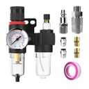 Air Pressure Regulator NPT 1/4 Inline Compressor Water Separator Pneumatic Filter with Gauge Parts Compressed AFC2000+US Brass Kit