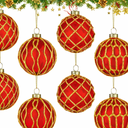 Thiccywoov 8 Pcs Glass Christmas Tree Ornaments 3.15 Inches Vintage Glass Ball Farmhouse Ball Hanging Ornaments Set for Christmas Tree Party Holiday Indoor Decor(Red,Gold)
