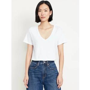 Women's T-Shirt, Fashion V Neck Short Sleeve Tops Loose Casual Tee Summer Basic Top, Size M