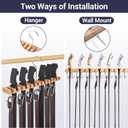 Belt Hanger Organizer for Closet: Ohuhu 2 in 1 Wall Mount Hanger 14 Slots+13 Hooks Storage Wooden Belt Organization 360 Degree Rotating Belt Display Holder for Belt Tie Scarf Accessories, 1 pack