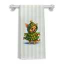 EKGJW Funny Christmas Chihuahua Kitchen Towels, Chihuahua Gifts, Green Striped Christmas Dog Dish Tea Towels for Kitchen, Dog Lover Gifts Decorative Hand Towel for Bathroom, 16x24 Inch