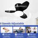Small Ceiling Fan with Lights, 25" Flush Mount with Remote Control, Reversible Quiet DC Motor, Black, 3 Blades, 6 Speeds, Dimmable LED, Adjustable Color Temperature, Timer