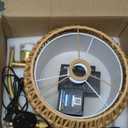 Gold Boho Rattan Floor Lamp w/Remote, Dimmable (2700K - 6000K), 2 - in - 1 Wicker & Fabric Shade, Adjustable 165-172cm for Living Room & Bedroom (Small)