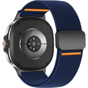 Magnetic Elastic Bands Compatible for Samsung Galaxy Watch 8 Band 40mm 44mm/Galaxy Watch 8 Classic 46mm,Soft Fabric Strap Stretchy Nylon Sport Wristband for Galaxy Watch 8/Classic for Men Women (05-Navy Noir)