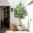 Large Artificial Olive Tree Faux Trees Indoor Outdoor Realistic Floor Plant Tall Fake Plants for House Modern Home Living Room Master Bedroom Office Front Porch Decor Outside Patio para decoracion