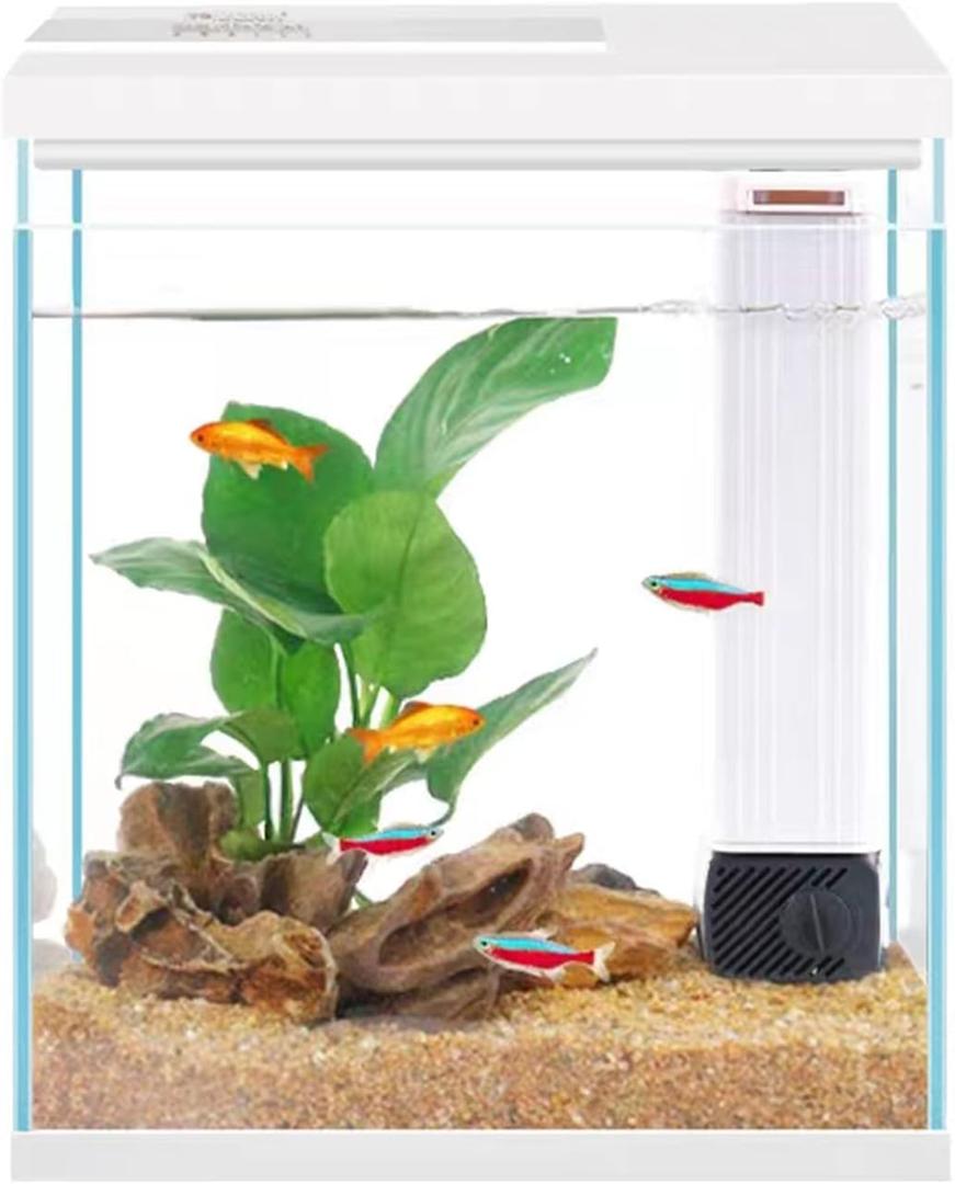 Betta Fish Tank, 2 Gallon Glass Aquarium Starter Kit, Small Fish Tank with Filter and Light.(White)