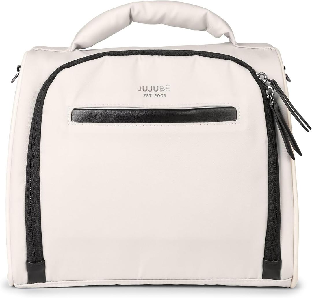 JuJuBe Insulated Bottle Bag, Breastmilk Cooler Bag Fits 3 Baby Bottles, Storage Tote for Nursing Mom, Daycare & Travel, Lunch Bag w/Handle & Shoulder Strap (Cloud)