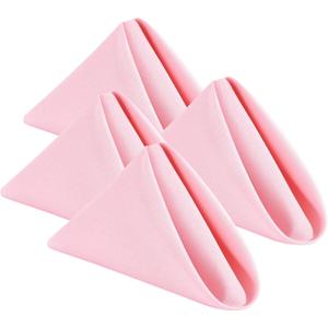 Wolkemer Set of 4 Pink Cloth Napkins 17 x 17 Inches Solid Washable Polyester Dinner Napkins with Hemmed Edges for Dinners Parties Weddings Banquets Events Table Decoration