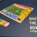 Shut The Box Dice Game 12 Inch Upgraded 2-4 Player Wooden Dice Game Math Addition Games Close The Box Family Wooden Dice Board Game for Kids Adults, Tabletop Version for Classroom, Home, Party or Bar, 12X12X1.8 Inches