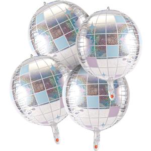 PEUTIER 4pcs Big Disco Ball Balloons, Disco Ball Ballons Decorations Big Disco Ball Balloons Mirror Ball Balloons for 70s Baby Shower Birthday Festival Ceremony Dance Party