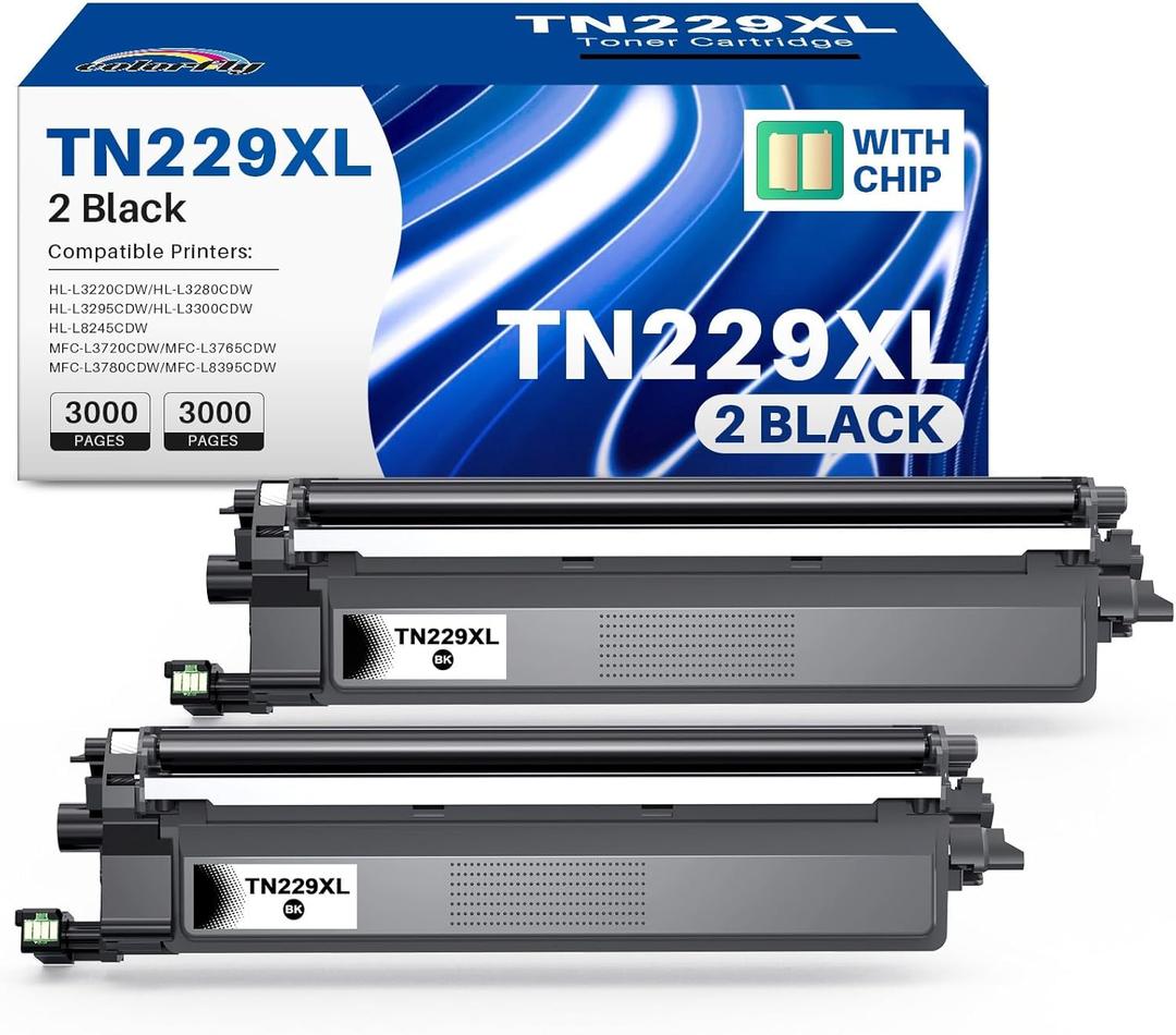 TN229XL Black Toner Cartridges for Brother TN229XL Toner Cartridges Brother MFC-l3780CDW Brother TN229XL BK Work for MFC-L3780CDW HL-L3280CDW MFC-L3720CDW HL-L3220CDW HL-L3300CDW (TN 229XL BK 2 Pack)
