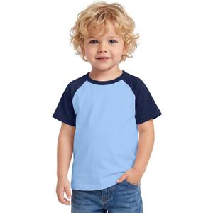 Yooo's Vivi Baby Boys Baseball Shirts | 1-6T, Kids, Raglan Short Sleeve, Tee, Toddler Tops, Crew Neck, Basic, Casual, Summer, Loose Fit, School, Daily Wear, Soft