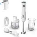 Cordless Hand Blender, UTALENT Variable Speed Immersion Blender Rechargeable, with 500ml Chopper, 600ml container, Egg Whisk, for Smoothies, Baby Food and Soups  White