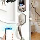 Veise VE07-H Fingerprint Smart Locks for Front Door with Handle Set, App Control, Keyless Entry Keypad Deadbolt, Digital Electronic Touchscreen, Easy Install, Auto Lock, Satin Nickel