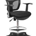 OfficeFactor Drafting Chair Tall Office Chair with Arms Executive Ergonomic Standing Desk Chair with Anti Scratch Wheels and Footrest