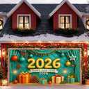 HOMETITUTE Happy New Year Banner 13x6ft Happy New Year 2026 Garage Door Banner Holiday Decor Backdrop New Years Eve Garage Door Cover Decoration for Celebration Party Indoor Outdoor House Wall Background