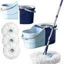 Spin Mop & Bucket System with 4 Washable Microfiber Mop Pads – Ideal Hardwood Floor Mop with Bucket for All Hard Surface Cleaning