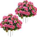 Artificial Topiary for Outdoors 18 Geranium Flower Ball, Outdoor Topiary Artificial Plant for Front Door, Garden, Yard, Patio(2, Pink)