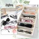 4 Pcs Velvet Sunglasses Organizer Tray 6 Grid Glasses Organizer Stackable Velvet Sunglass Tray Eyeglasses Storage Display Case for Jewelry Glasses Watch Display (Beige)