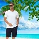 QPNGRP Men's Stretch Waist Casual Shorts with 5 Pockets Include 1 Zipper Pocket (Black)