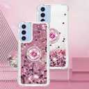CCSmall for Samsung Galaxy A26 Case Clear Glitter Bling for Women, Flowing Liquid Quicksand Sparkly Cover with Diamond Ring Kickstand Case for Samsung A26 LSZ Rose Gold