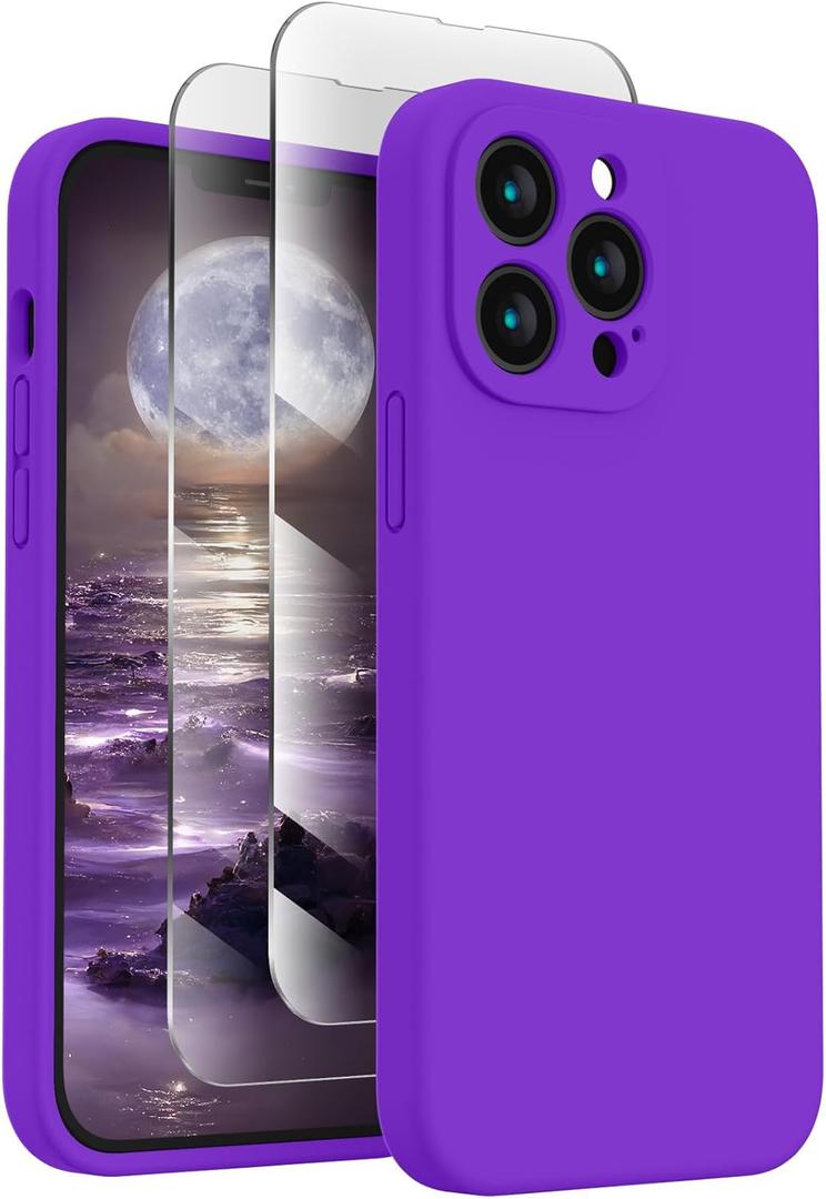 FireNova Designed for iPhone 13 Pro Case, Silicone Upgraded [Camera Protection] Phone Case, Soft Anti-Scratch Microfiber Lining Inside, 6.1 inch, Neon Purple