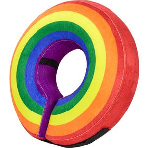 BENCMATE Inflatable Dog Cone Collar Alternative, Soft Dog Cone for Small Medium Large Dogs and Cats, Neck Recovery ECollar Donut Collar After Surgery (Large, Rainbow) (Red, L)