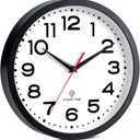 Roymnie Atomic Wall Clock 10 Inch, Modern Clock Battery Operated Classic Analog Decorative for Kitchen, Living Room, Office, Bedroom, Bathroom (Black)