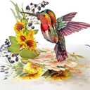 CUTPOPUP Mothers Day Card Pop Up, 6x8in. Humming Bird 3D Pop-up Greeting, Birthday Card for Women, Wife, Grandma, Daughter, Mom & All Occasions (Hummingbird Sunflower)
