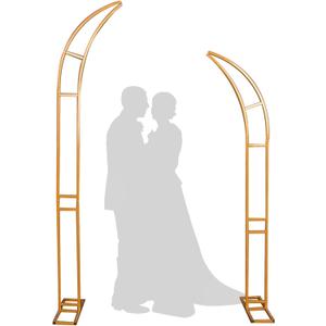 Curved Metal Wedding Arch Stand, Garden Arch Flower Stand Outdoor Indoor Use for Wedding Ceremony Birthday Anniversary Floral Stand Background Decoration 8.2FT and 6.9FT (Gold)